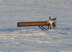 Roping sled in the snow